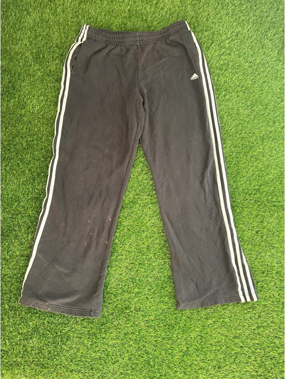 Vintage Adidas Black Track Pants with White Stripes
